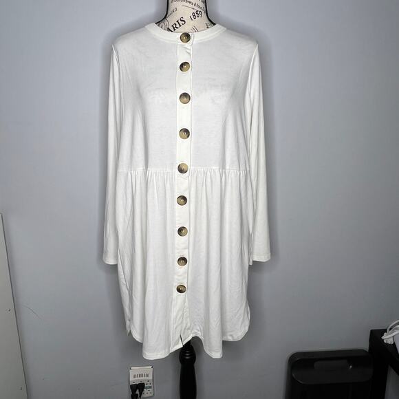 Beautiful You LARGE Boutique Cream Babydoll Button Front Cardigan Dress - Picture 10 of 10